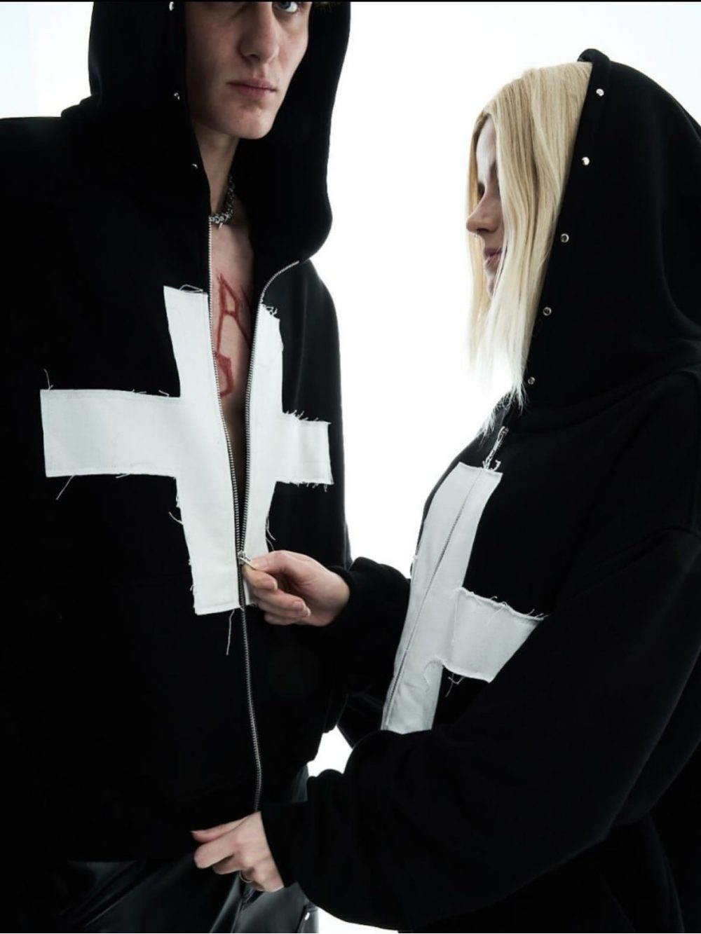 Street Fashion Zip Up Hoodie - 2026 뉴 Y2K 다크 크로스 후드