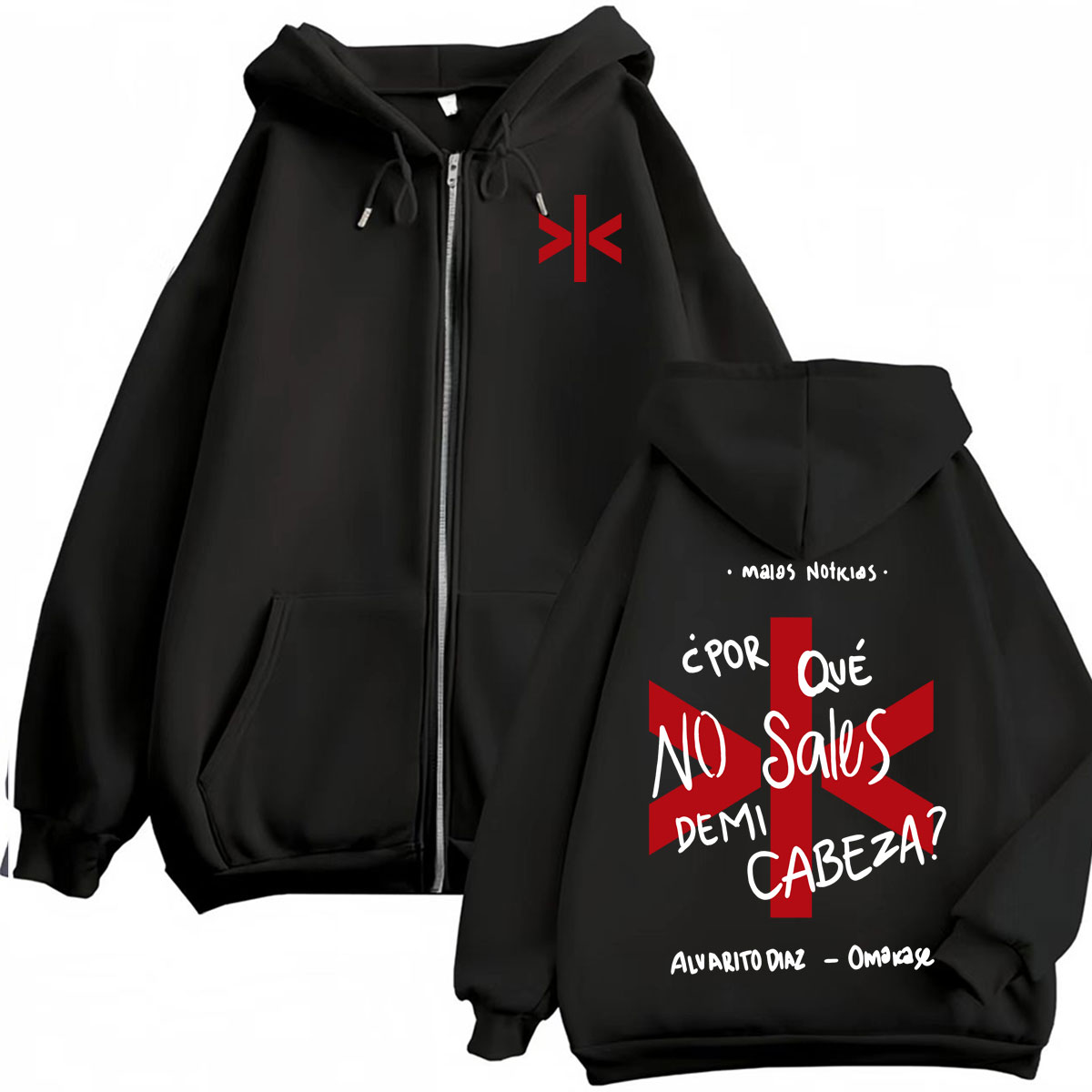 Street Fashion Zip Up Hoodie - Alvaro Diaz Omakase 앨범 프린트 자켓