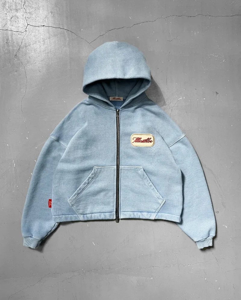 Street Fashion Zip Up Hoodie - Y2K 패션 새로운 편지 자수 패치