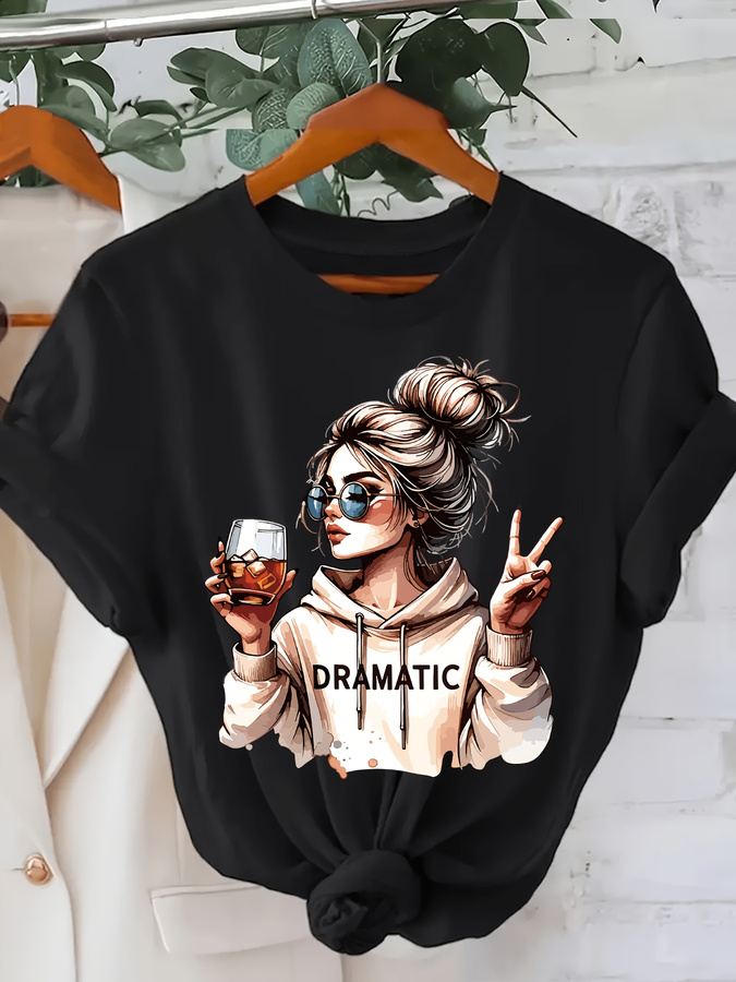Street Fashion Trends 2025 - DRAMATIC 1pc 여성 패션 프린트 라운드