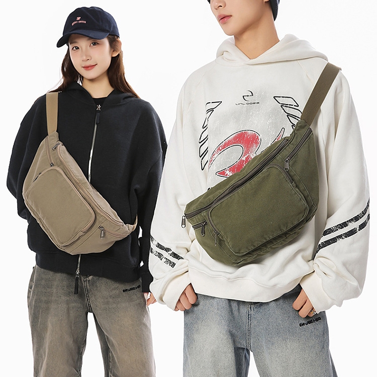 여성 캐주얼 캔버스 패브릭 크로스바디 백 체스트 백 2 - Korean Street Fashion Female 리뷰 및 가격