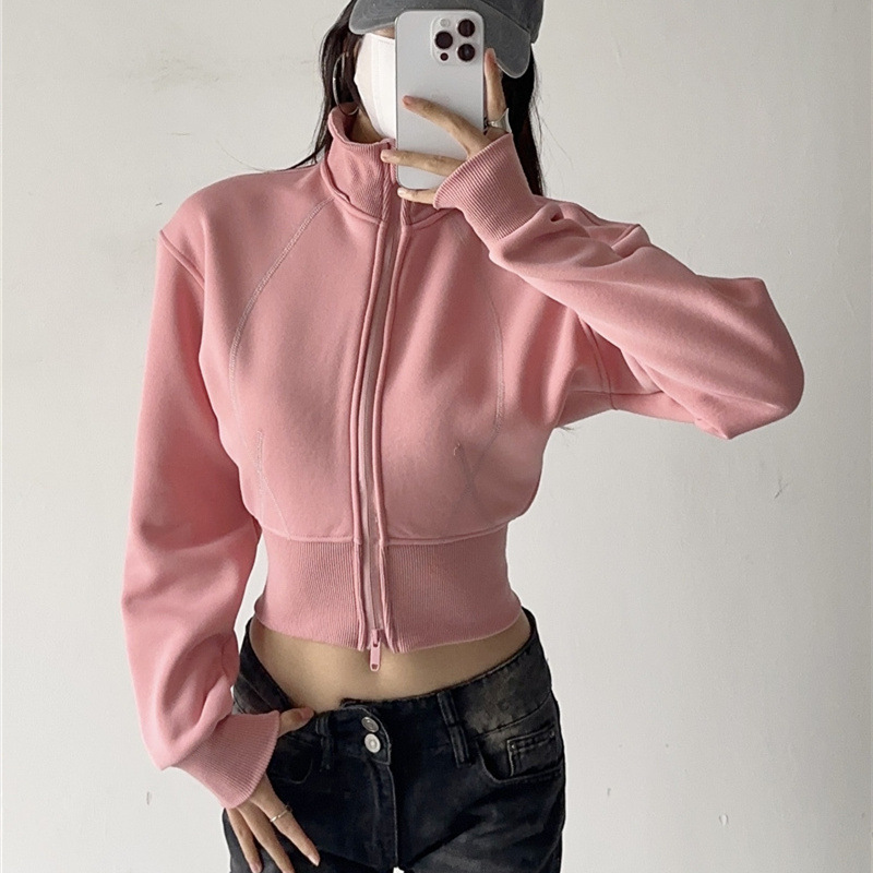 여성 크롭 후드티 스웨트셔츠 패션 솔리드 컬러 탈부착  - Street Fashion Zip Up Hoodie 리뷰 및 가격