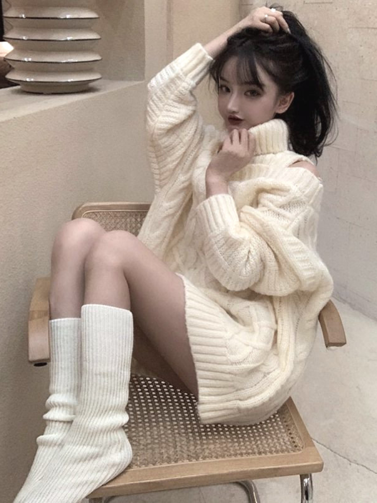 여성용 터틀넥 니트 스웨터, 한국 스타일, 와일드 니트 - Korean Street Fashion Female 리뷰 및 가격