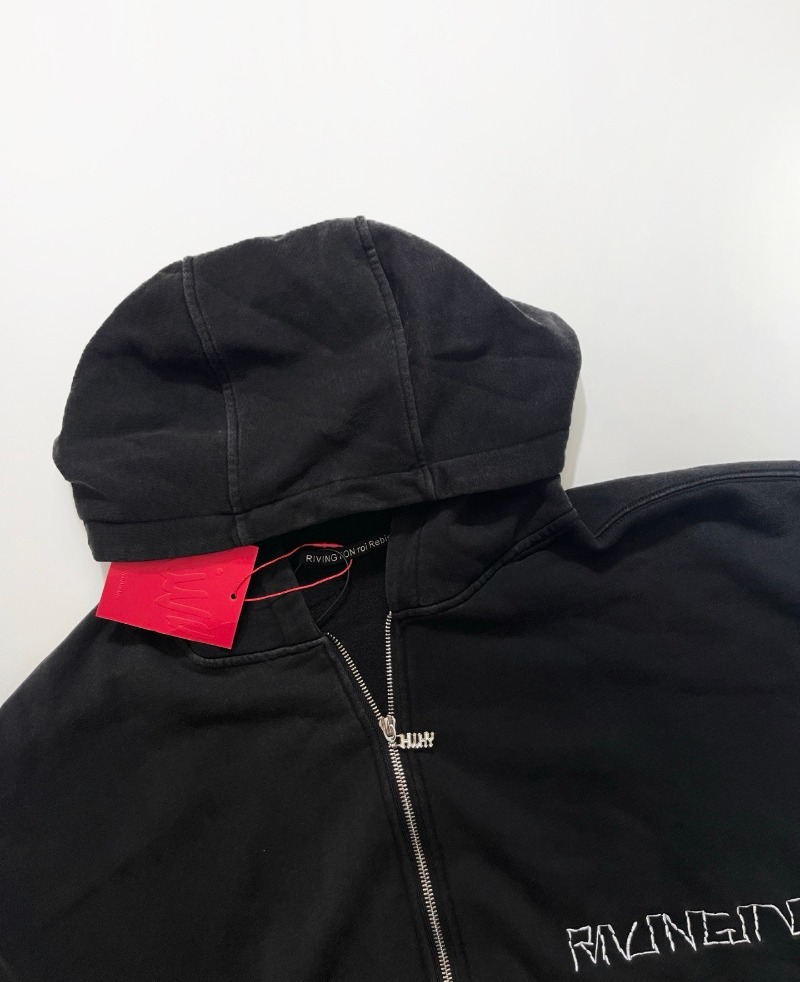 RRR-123 자수 로고 더블 지퍼 후드티 하이 스트리 - Street Fashion Zip Up Hoodie 리뷰 및 가격