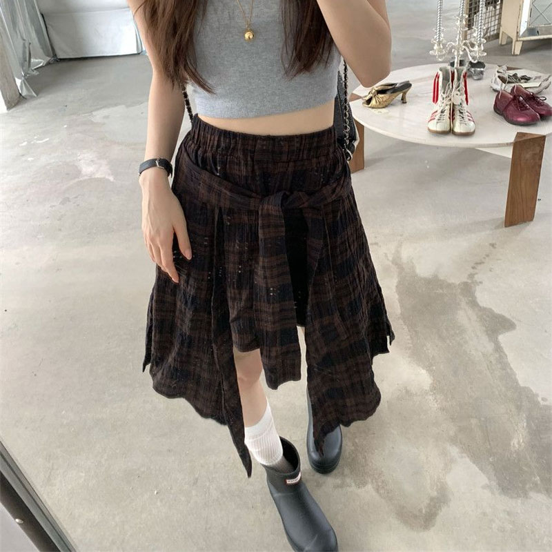 패션 불규칙한 빈티지 격자 무늬 한국 미니 스커트 여름 - Korean Street Fashion Female 리뷰 및 가격