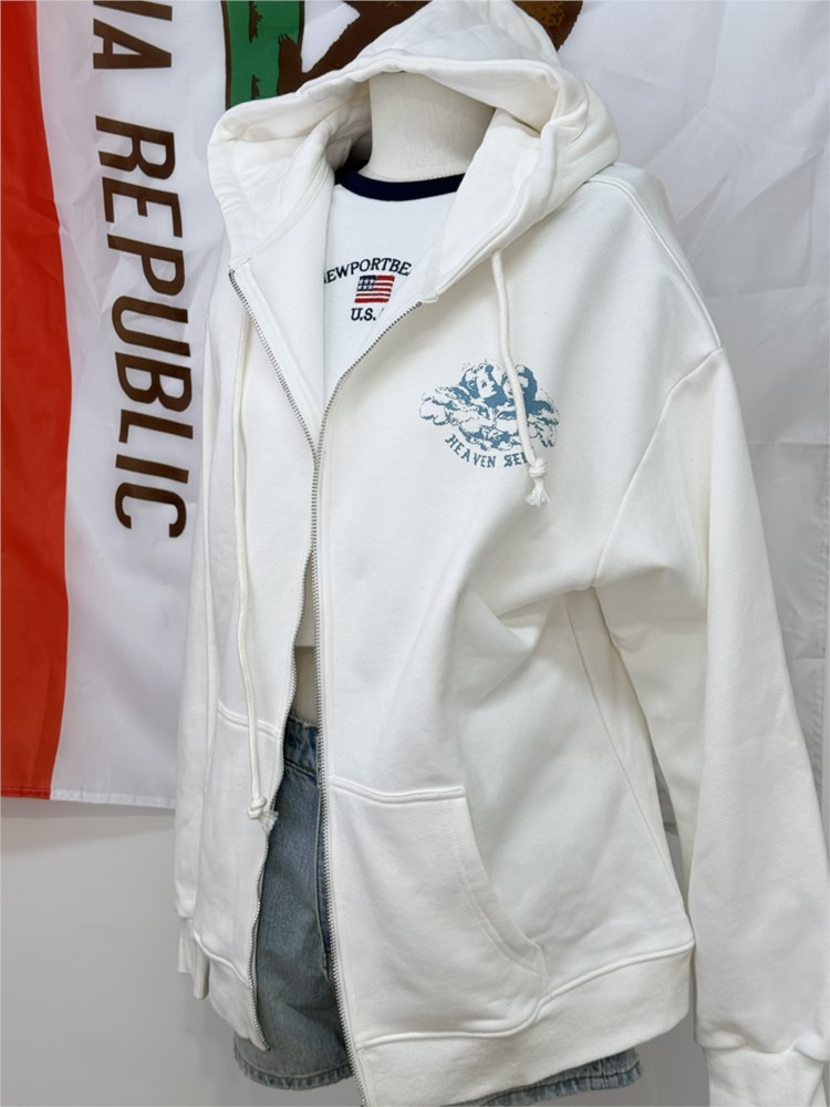 화이트 빈티지 지퍼 업 후드티 여성 가을 ​​긴 소매  - Street Fashion Zip Up Hoodie 리뷰 및 가격