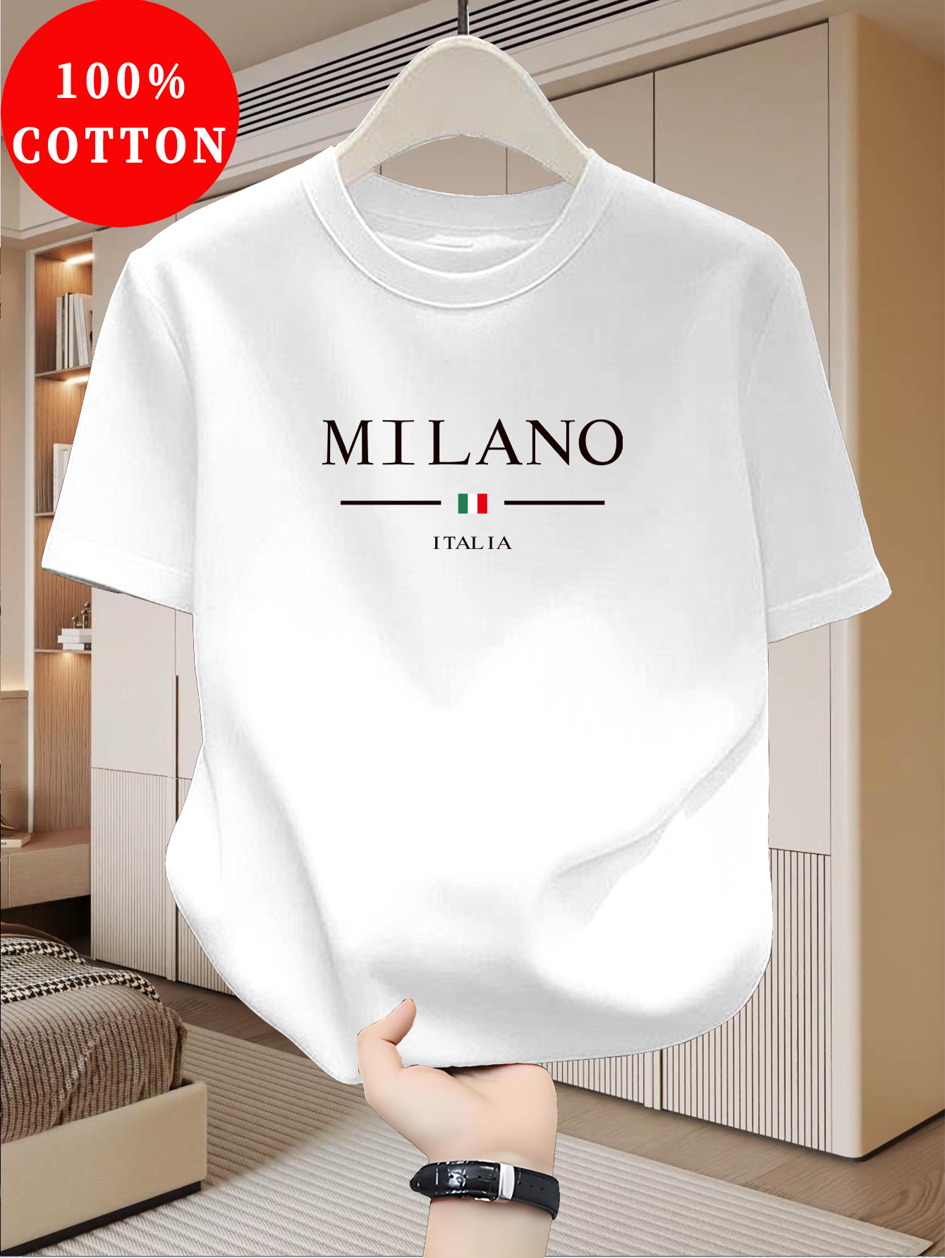 밀라노 패턴 프린트 반팔 캐주얼하고 패셔너블한 라운드  - Street Fashion Milan 리뷰 및 가격