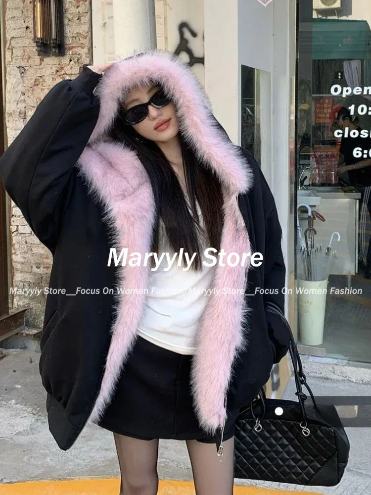 아메리칸 빈티지 여성 모피 패치워크 코트, 겨울 하이  - Korean Street Fashion Female 리뷰 및 가격