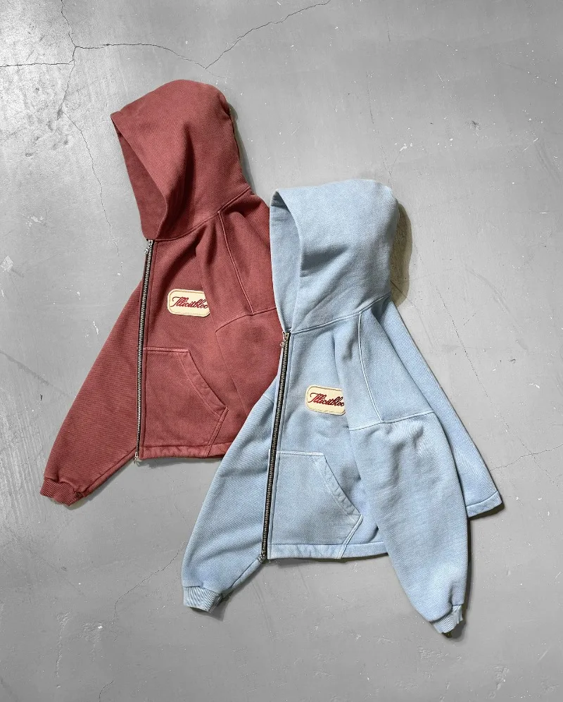 Y2K 패션 새로운 편지 자수 패치 느슨한 후드 스웨터 - Street Fashion Zip Up Hoodie 리뷰 및 가격