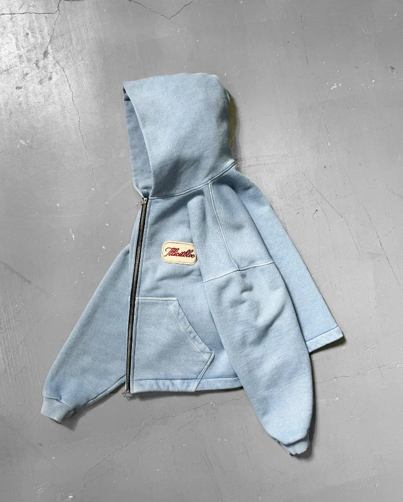 Y2K 패션 새로운 편지 자수 패치 느슨한 후드 스웨터 - Street Fashion Zip Up Hoodie 리뷰 및 가격