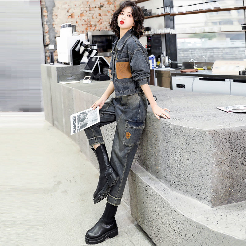 여성 봄 가을 패션 튀김 거리 카우보이 정장 봄 여성  - Korean Street Fashion Female 리뷰 및 가격