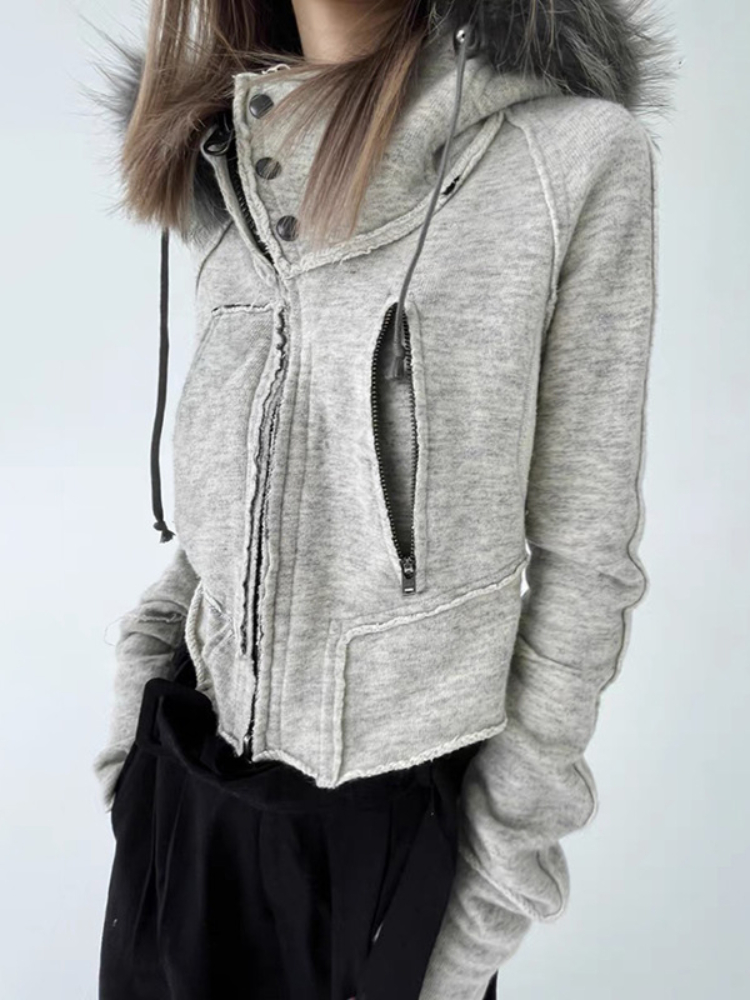 여성용 집업 스웨트 셔츠, 캐주얼 퍼 칼라 후드, 단추 - Street Fashion Zip Up Hoodie 리뷰 및 가격