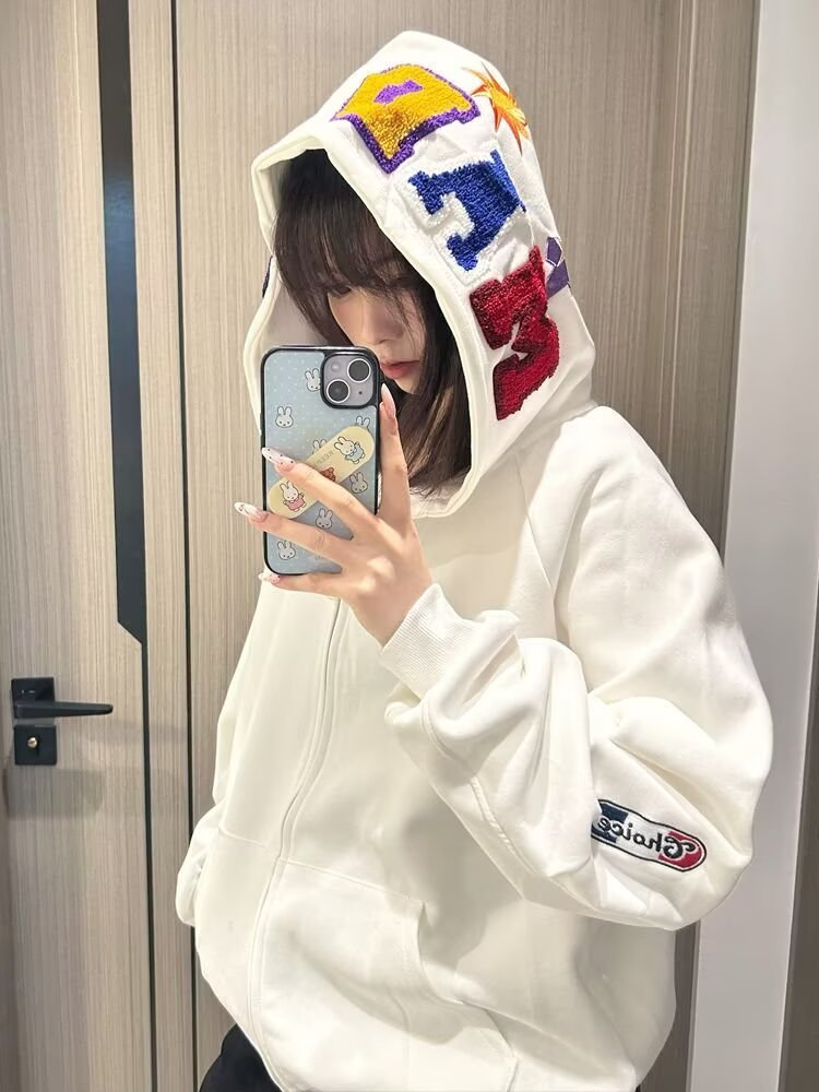 아메리칸 레트로 지퍼업 후드티 Y2K 봄 가을용 레이지 - Street Fashion Zip Up Hoodie 리뷰 및 가격